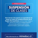 Suspensión de clases viernes 2 de agosto